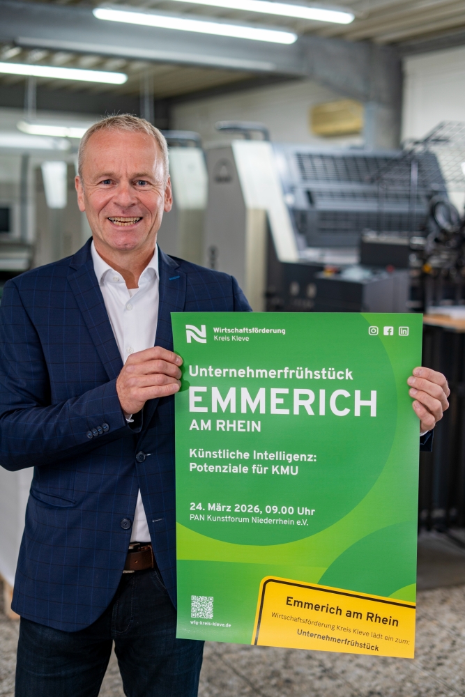 News & Presse > Künstliche Intelligenz: Potenziale für KMU – Unternehmerfrühstück in Emmerich am Rhein | Wirtschaftsförderung Kreis Kleve