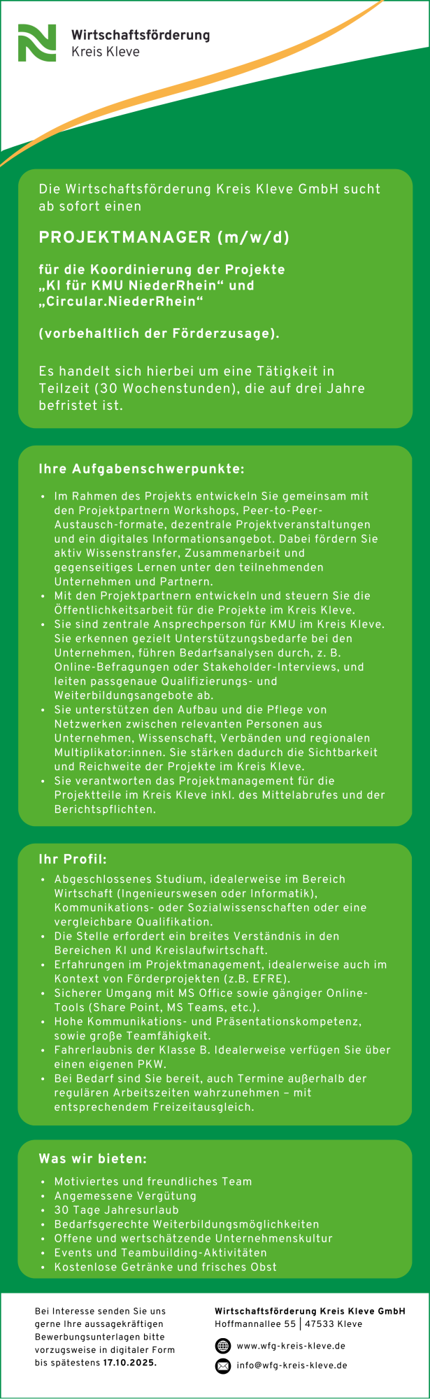 Stellenangebote > Projektmanager (m/w/d) | Wirtschaftsförderung Kreis Kleve