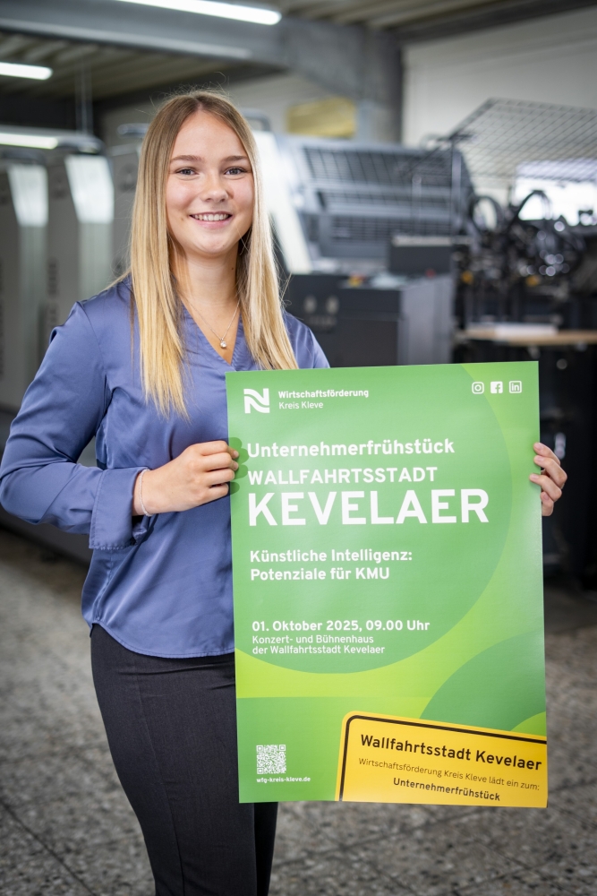 Reihe der Unternehmerfrühstücke macht Station in Kevelaer > Ina Schulz, Auszubildene der Wirtschaftsförderung Kreis Kleve  | Wirtschaftsförderung Kreis Kleve
