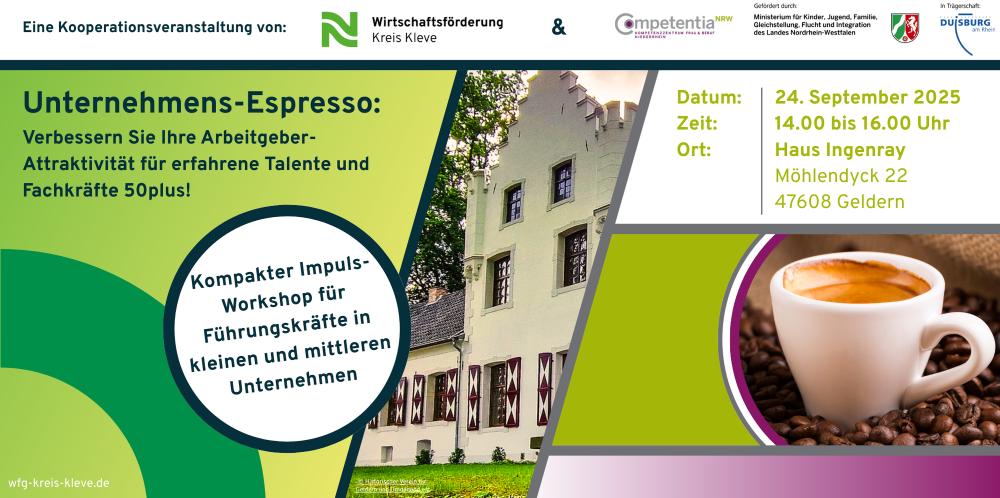 Unternehmens-Espresso > Einladungsflyer | Wirtschaftsförderung Kreis Kleve